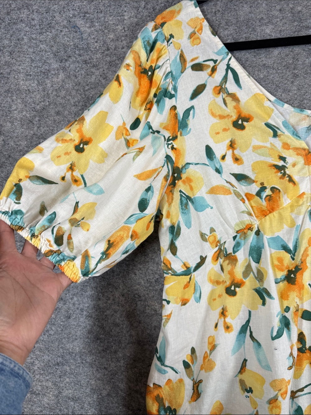 Gap Floral Peplum Blouse White Yellow Large Cottagecore Summer Boho - Picture 4 of 12